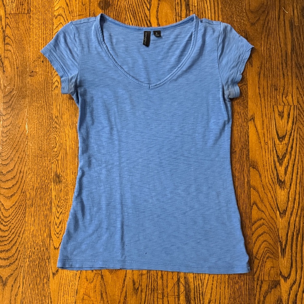 Casual Blue V-Neck Women's Tee Shirt